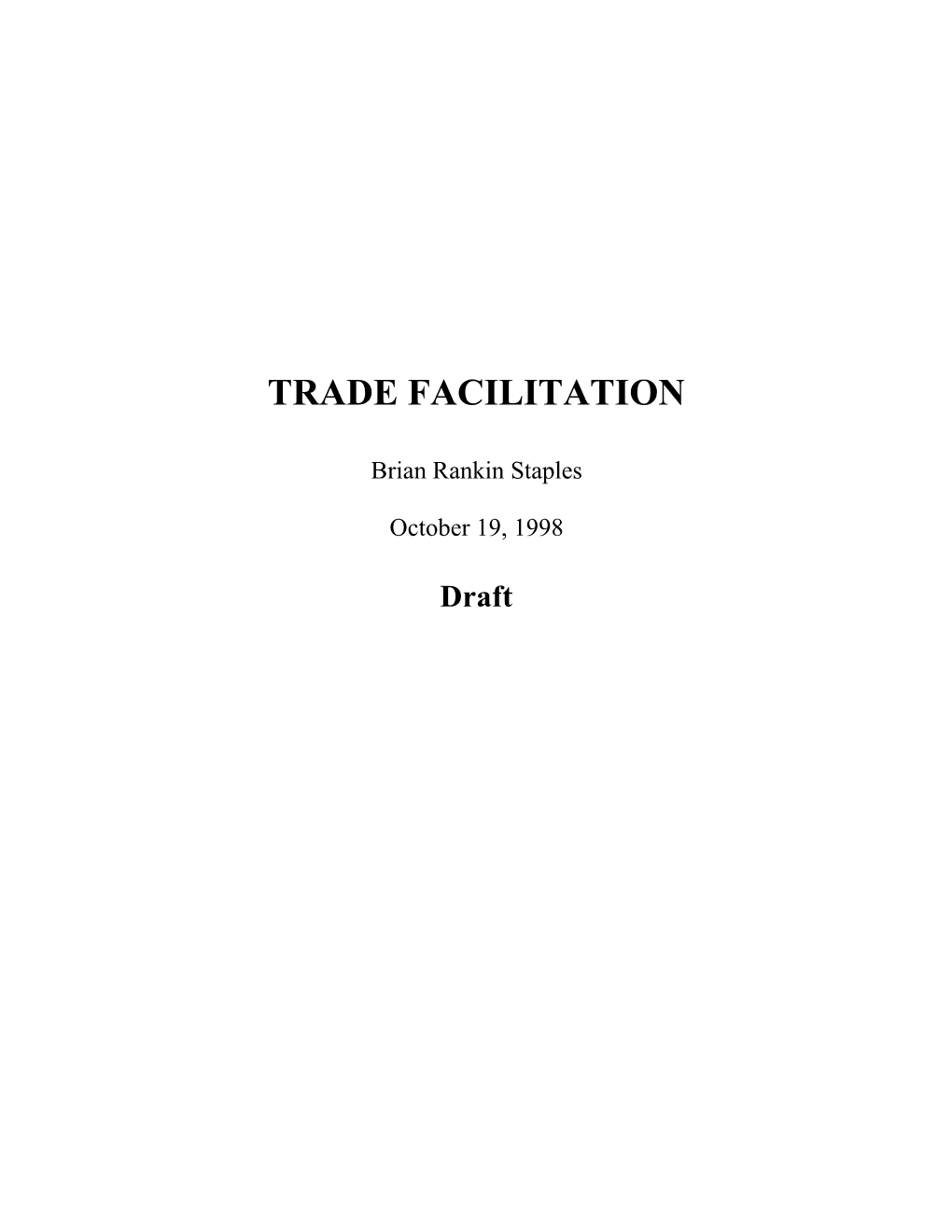 Trade Facilitation