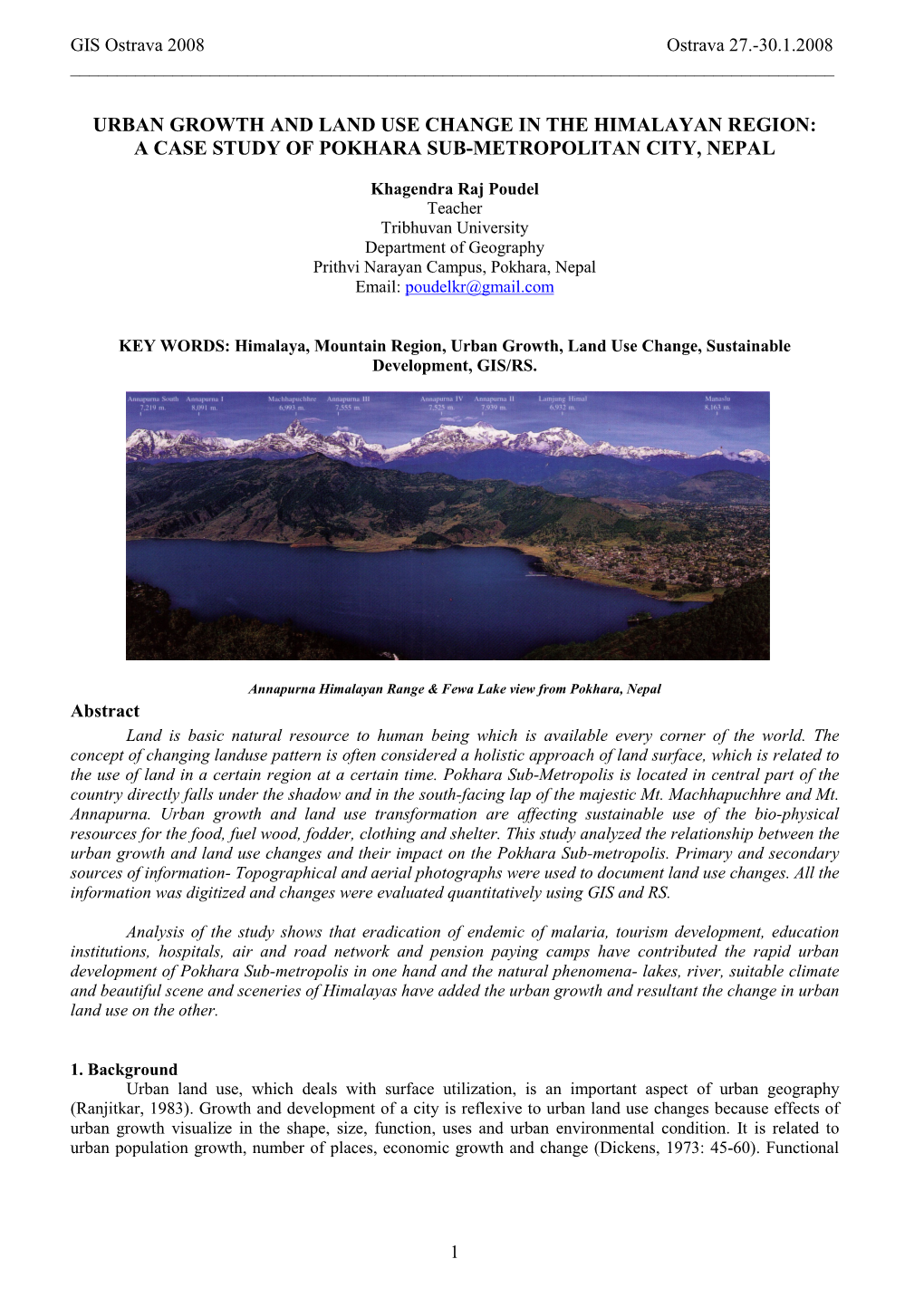 A Case Study of Pokhara Sub-Metropolitan City, Nepal