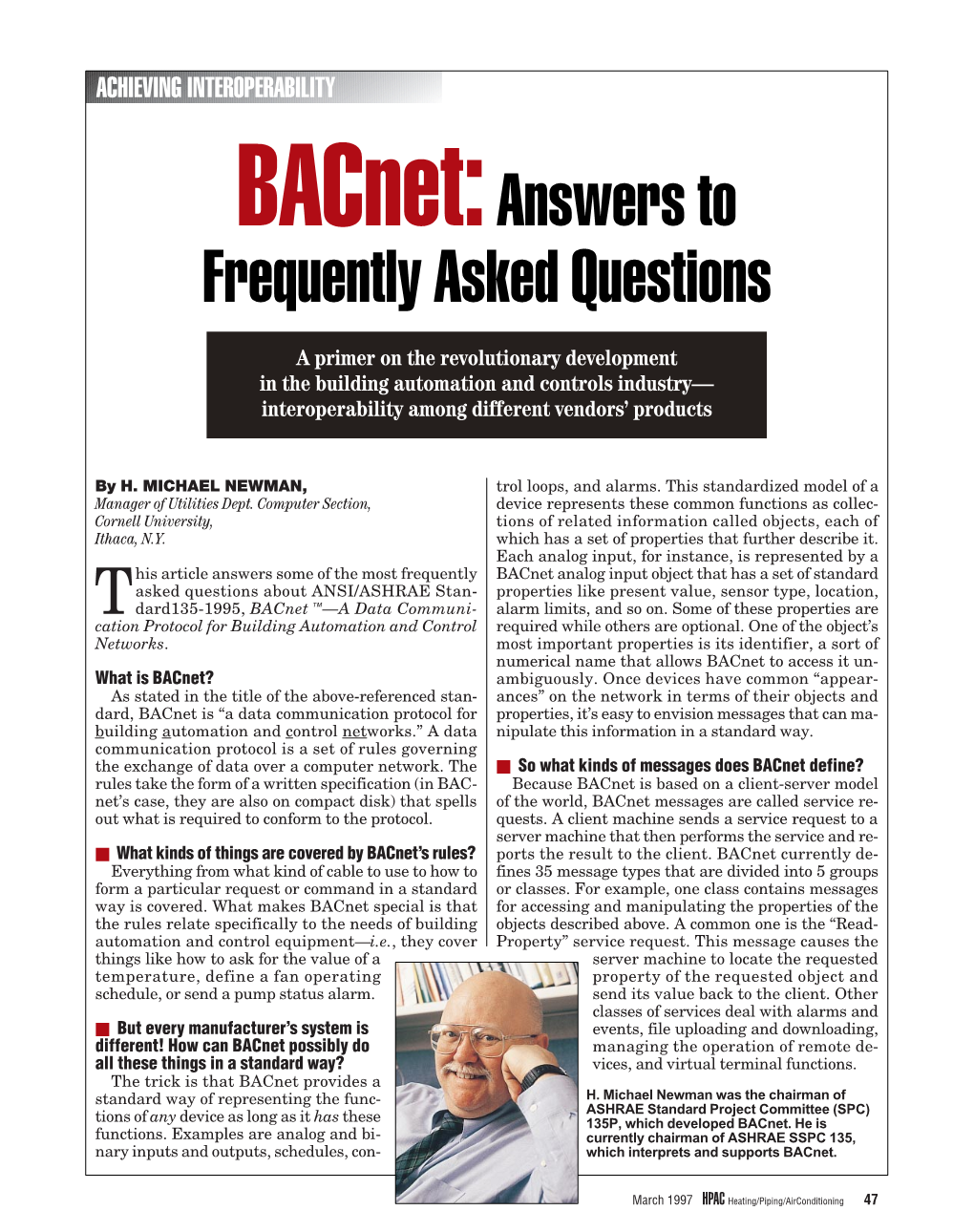 Bacnet: Answers to Frequently Asked Questions