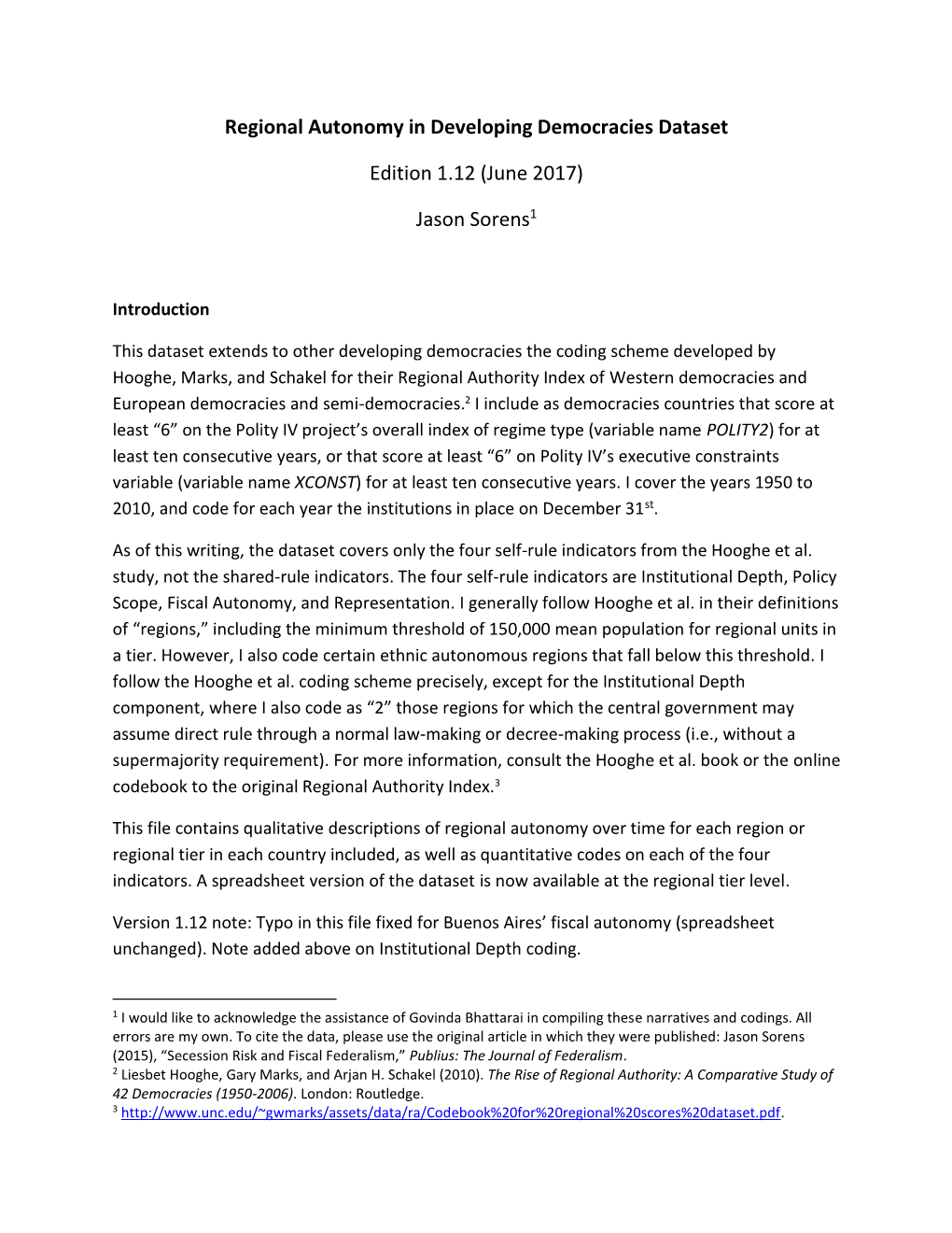 Regional Autonomy in Developing Democracies Dataset