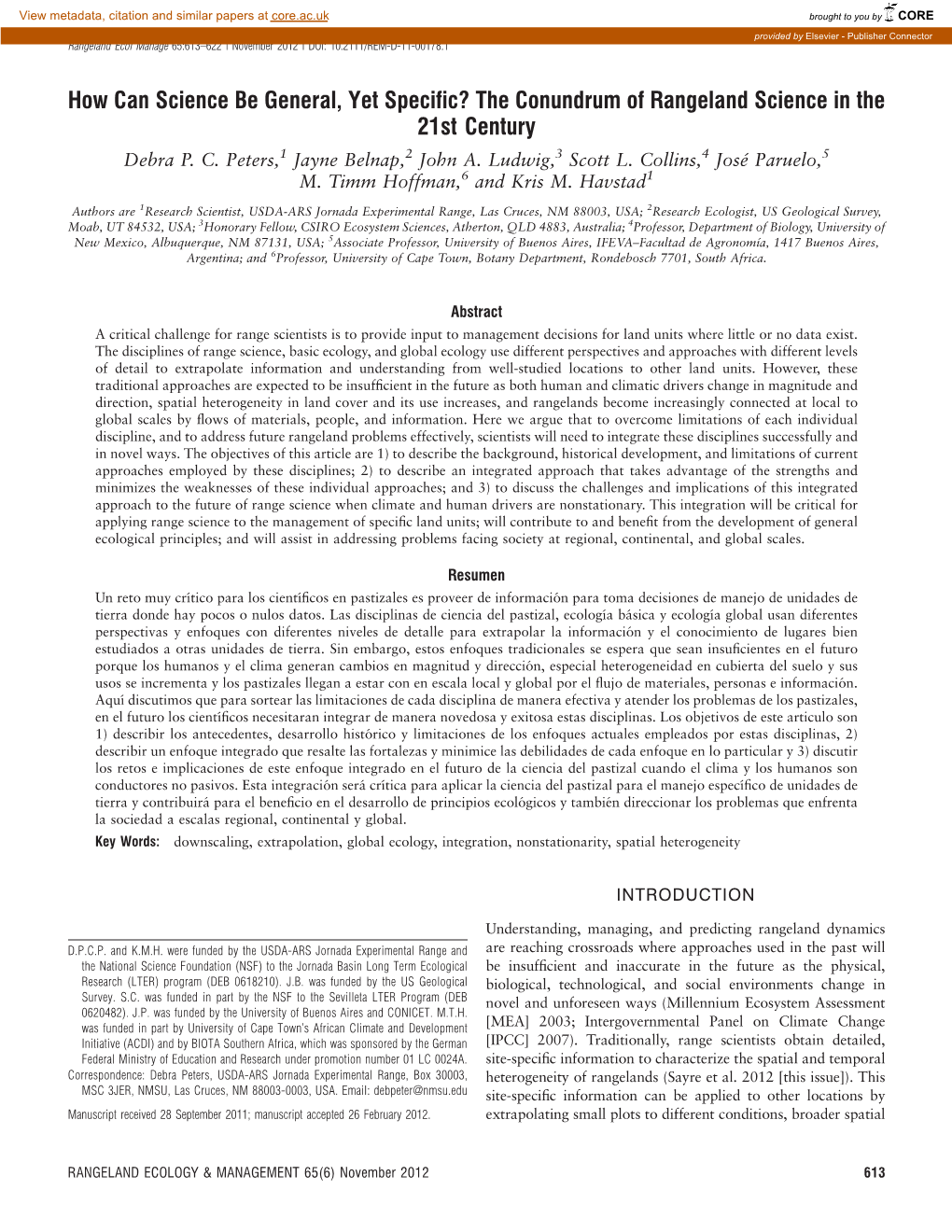 How Can Science Be General, Yet Specific? the Conundrum of Rangeland Science in the 21St Century Debra P