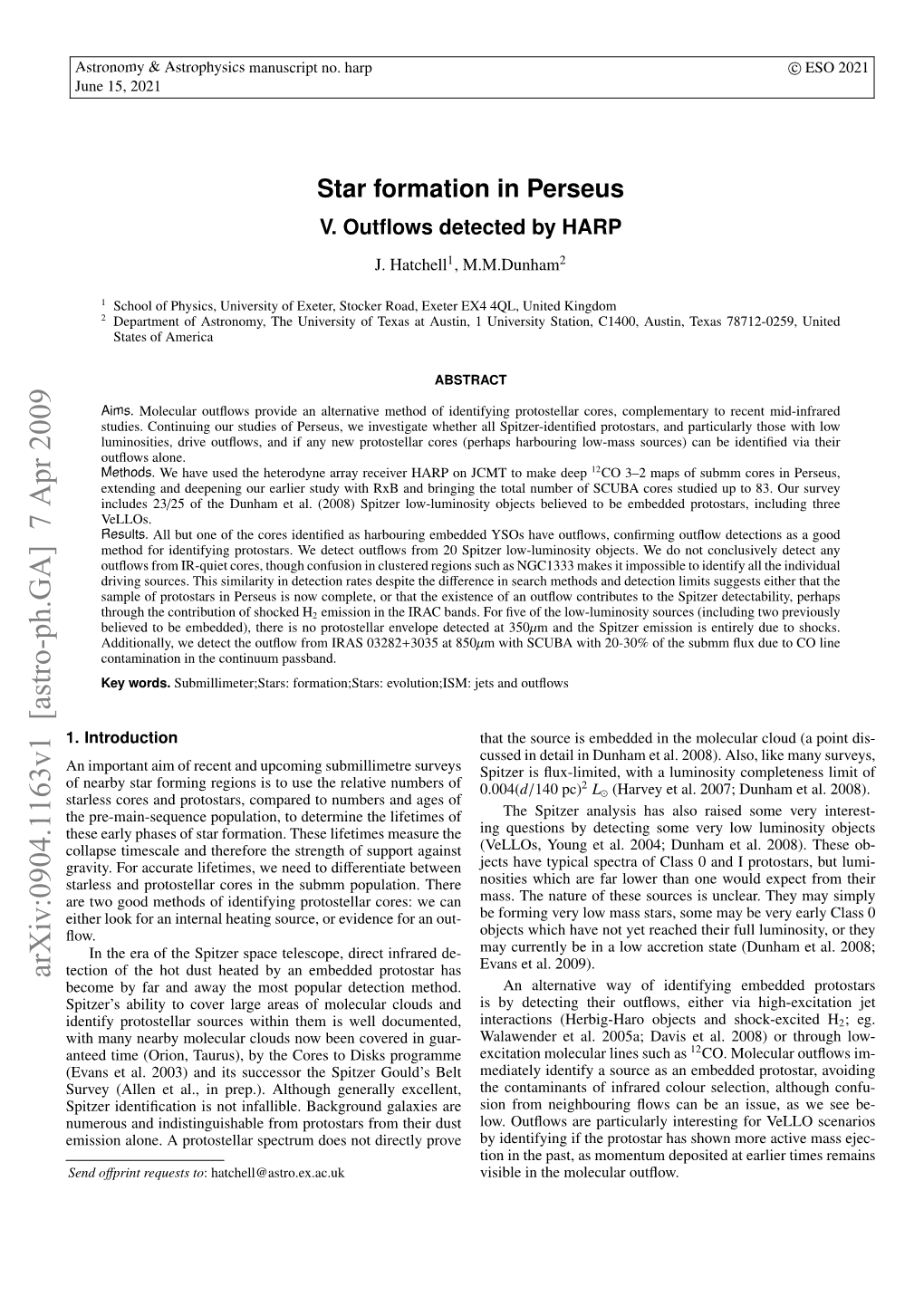 Star Formation in Perseus-V. Outflows Detected by HARP