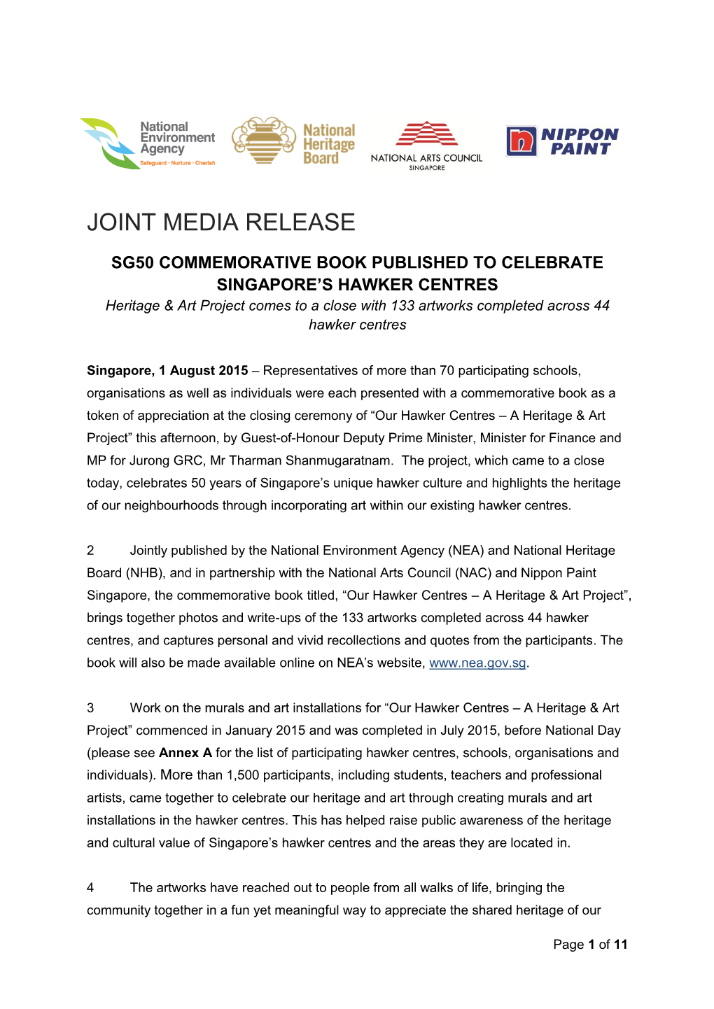 Joint Media Release