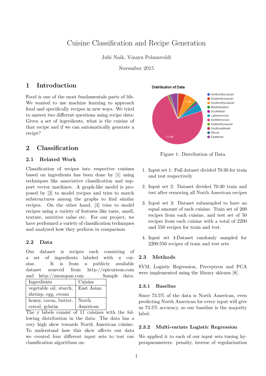 Cuisine Classification and Recipe Generation