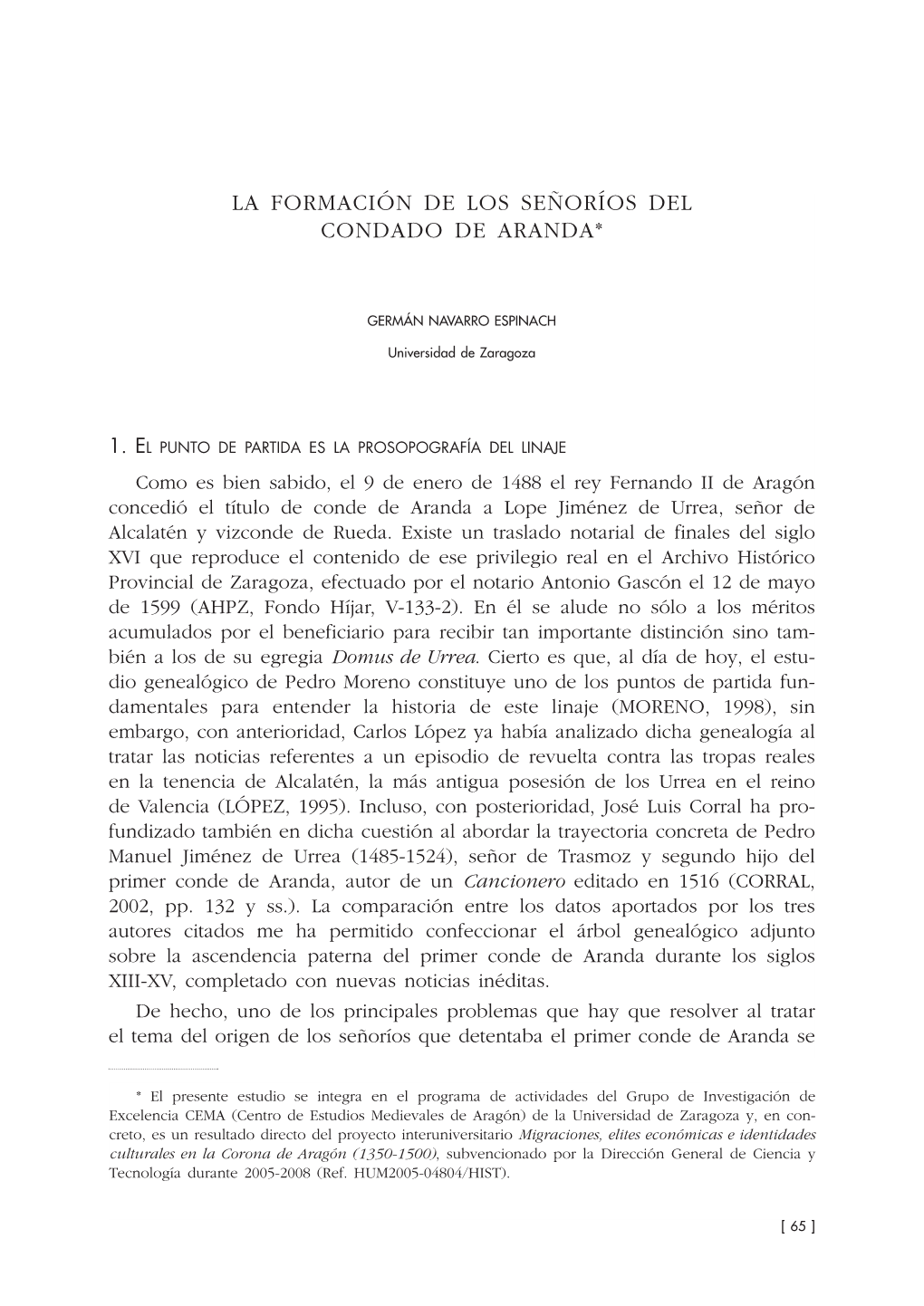 4. La Formación De Los Señoríos Del Condado De Aranda, Por Germán