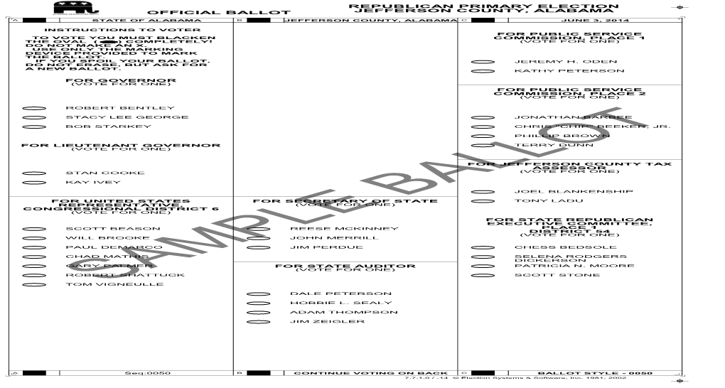 Official Ballot Republican Primary Election