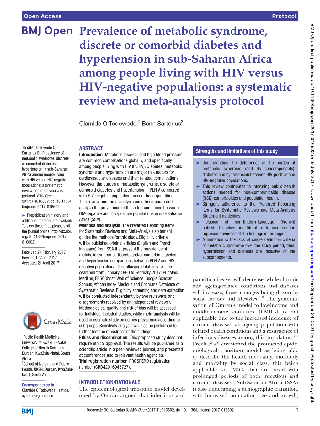 Prevalence of Metabolic Syndrome, Discrete Or Comorbid Diabetes And