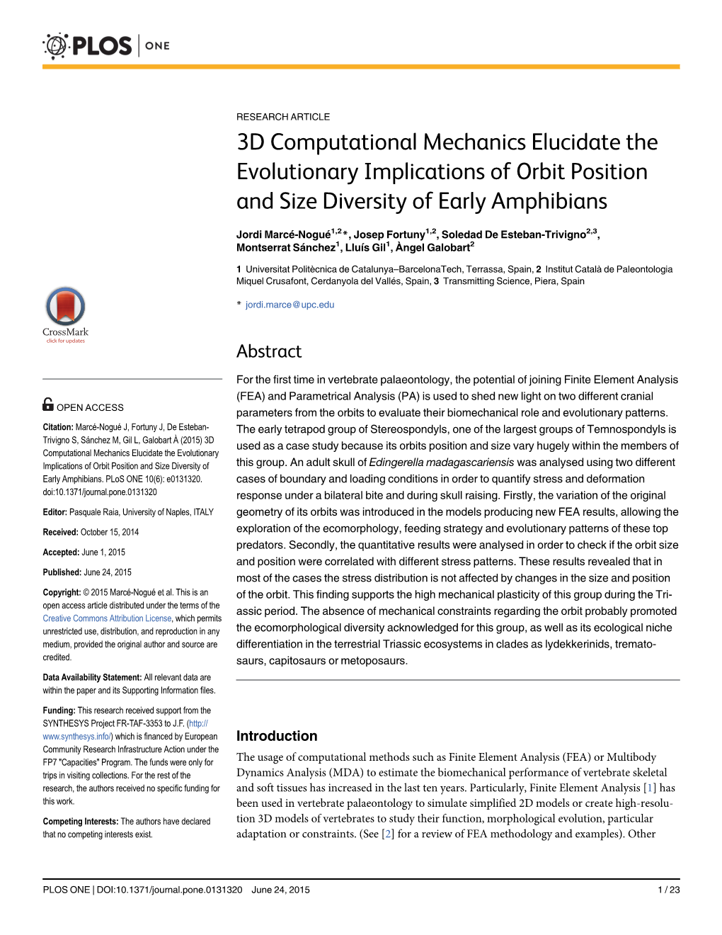 3D Computational Mechanics Elucidate the Evolutionary Implications of Orbit Position and Size Diversity of Early Amphibians