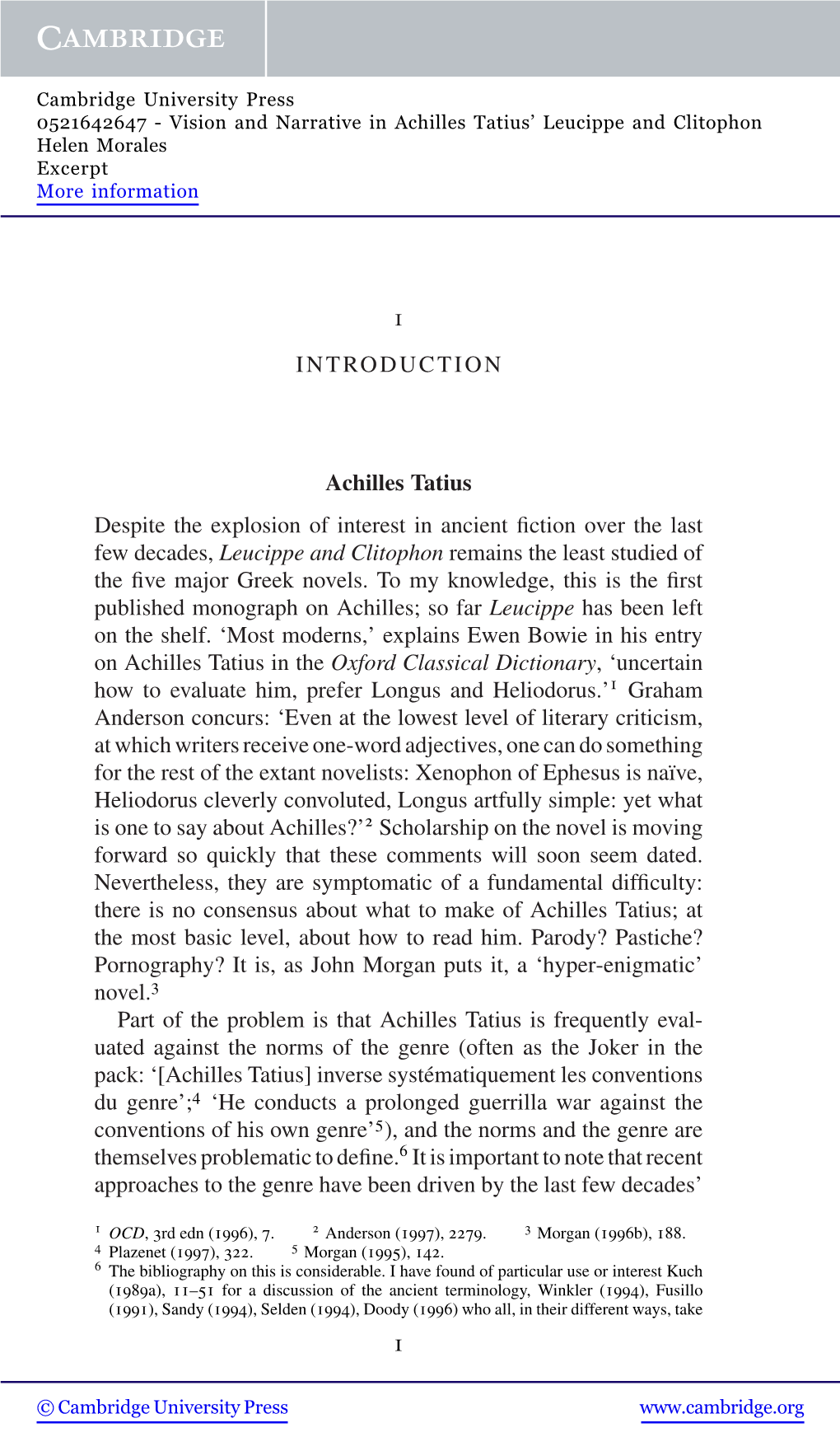 1 INTRODUCTION Achilles Tatius Despite the Explosion of Interest In