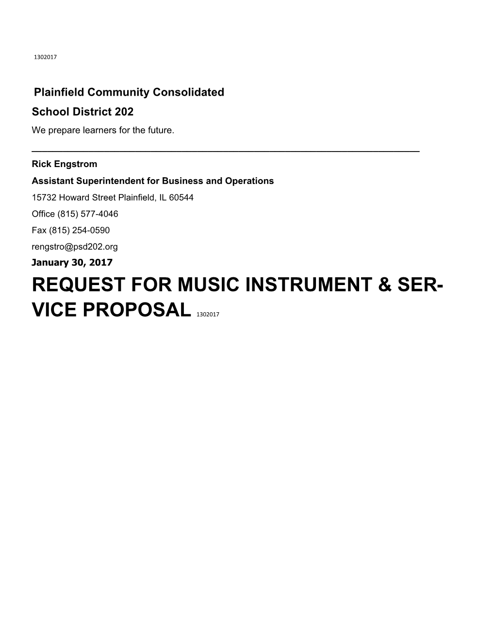 Request for Music Instrument & Ser