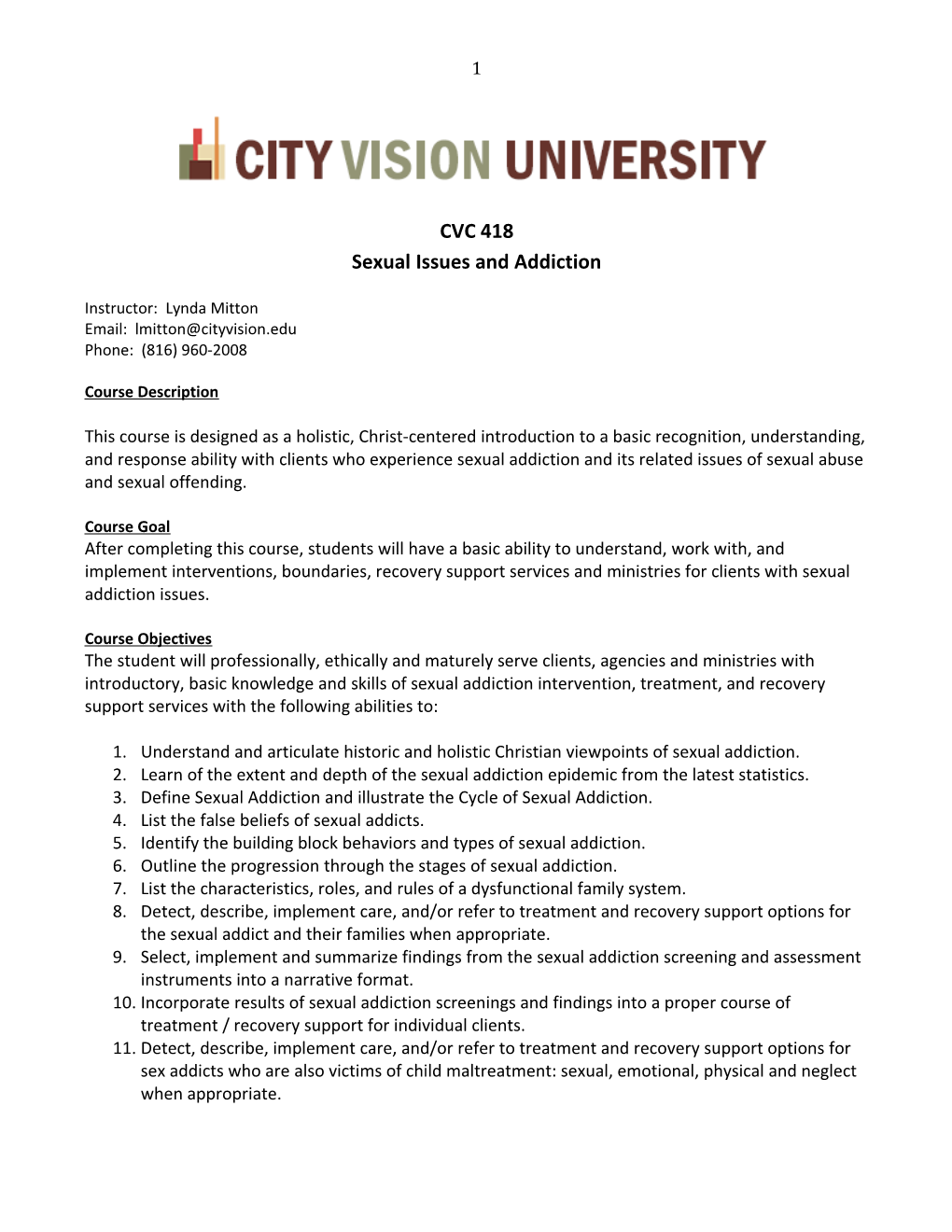 City Vision Syllabus
