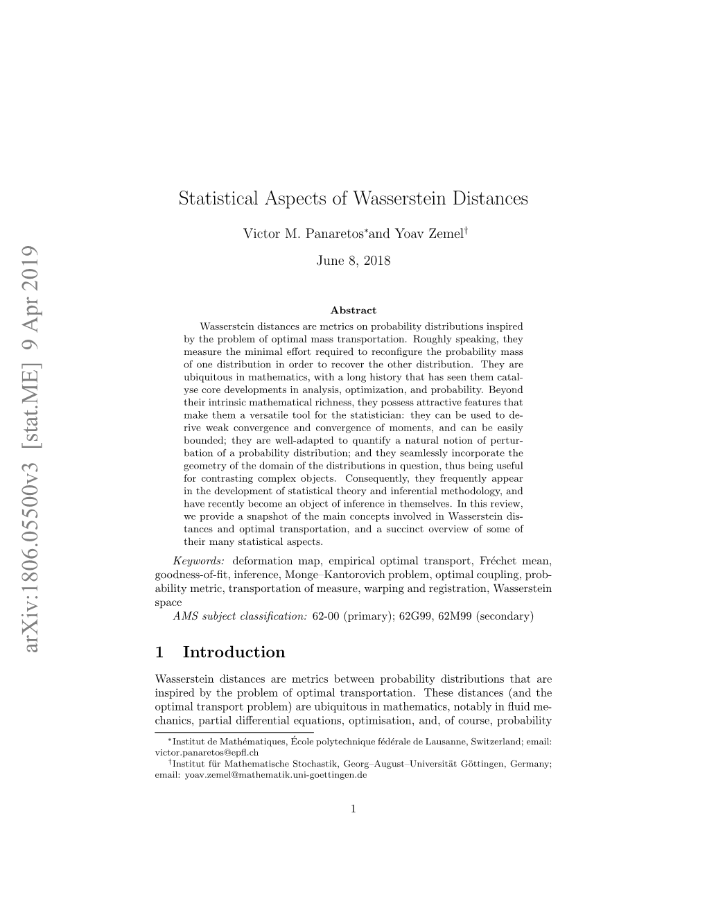 Statistical Aspects of Wasserstein Distances