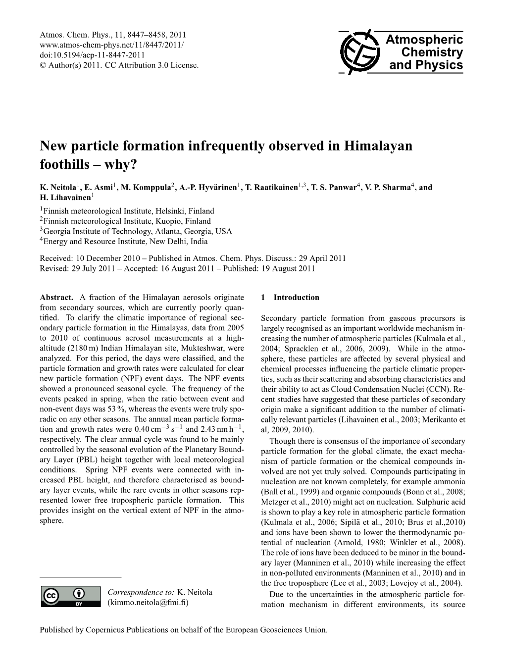 New Particle Formation Infrequently Observed in Himalayan Foothills – Why?