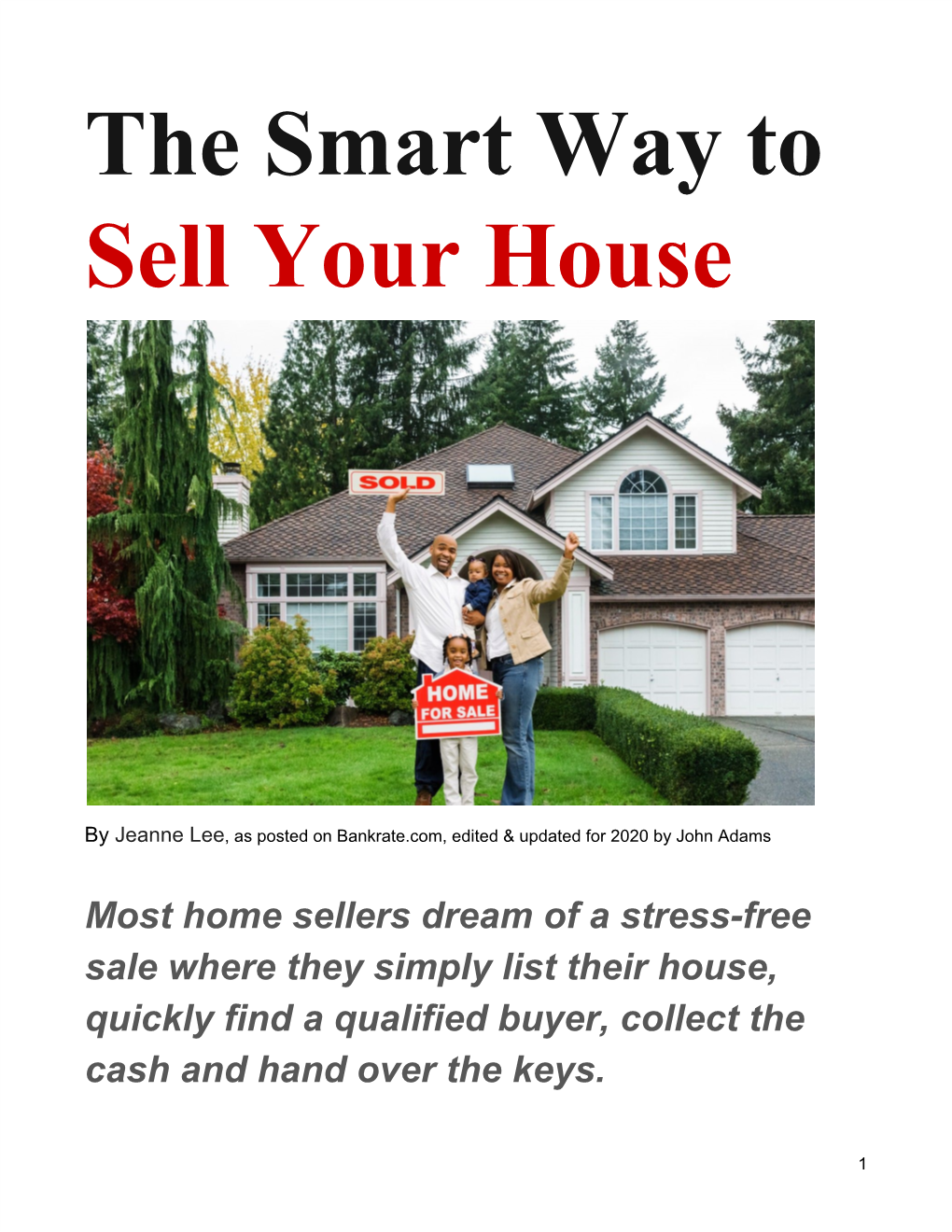 The Smart Way to Sell Your House