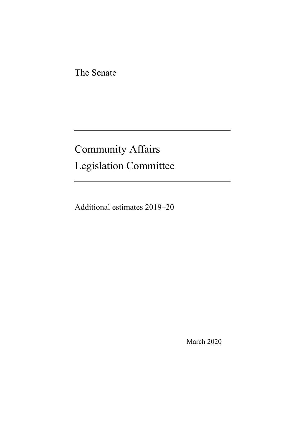 Community Affairs Legislation Committee