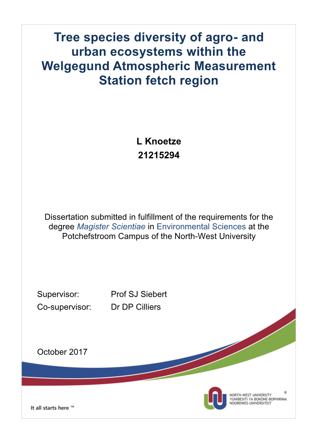 Tree Species Diversity of Agro- and Urban Ecosystems Within the Welgegund Atmospheric Measurement Station Fetch Region