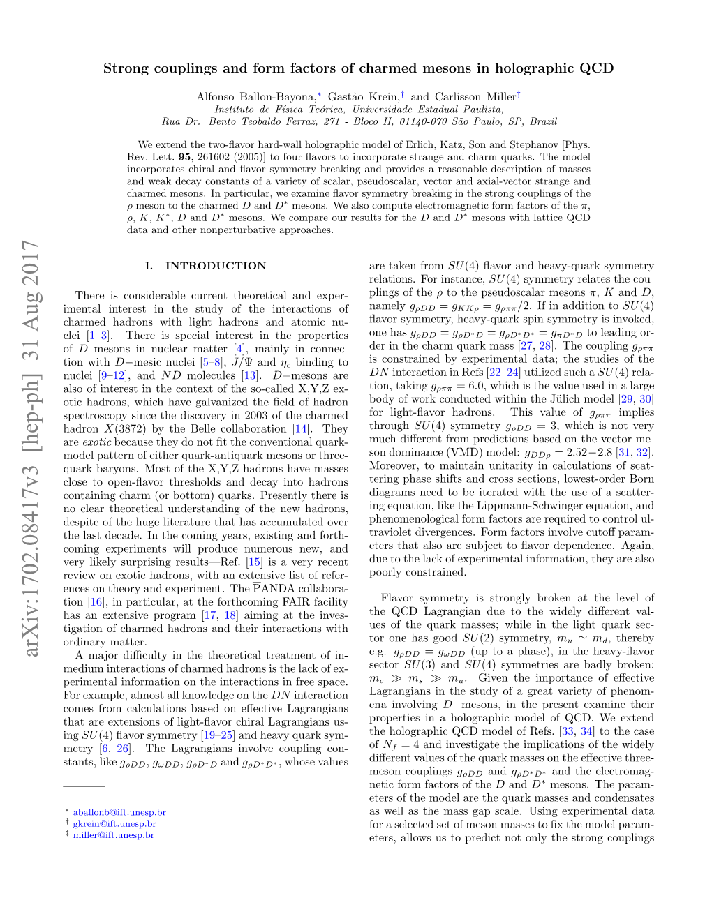 Arxiv:1702.08417V3 [Hep-Ph] 31 Aug 2017