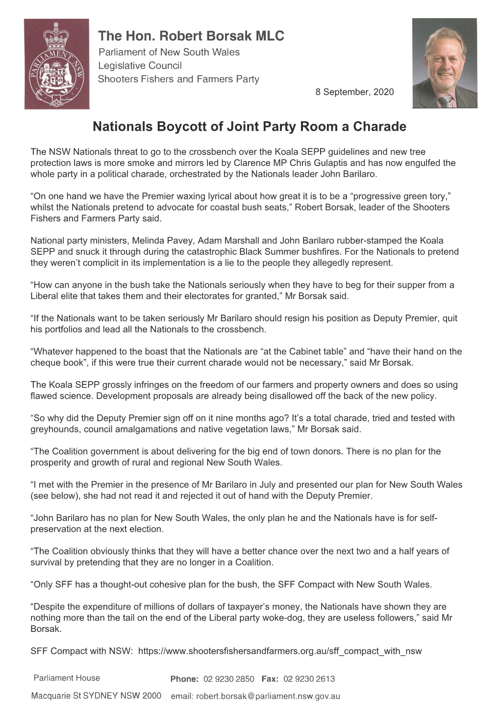 Nationals Boycott of Joint Party Room a Charade