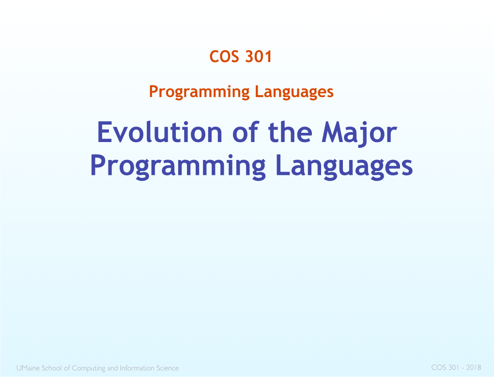 Evolution of the Major Programming Languages