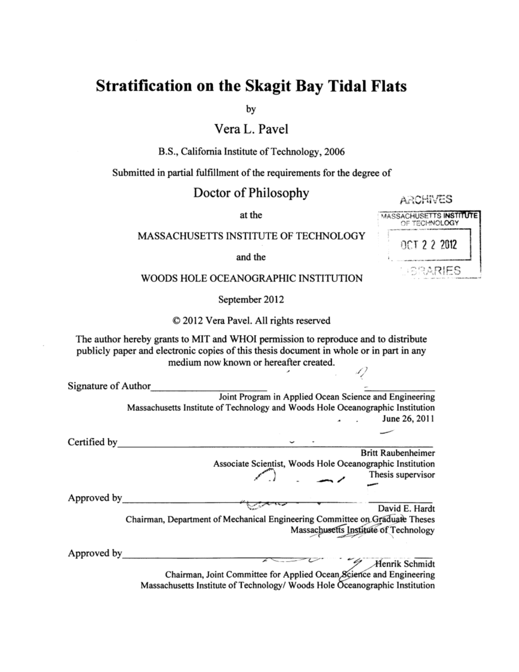 Stratification on the Skagit Bay Tidal Flats by Vera L