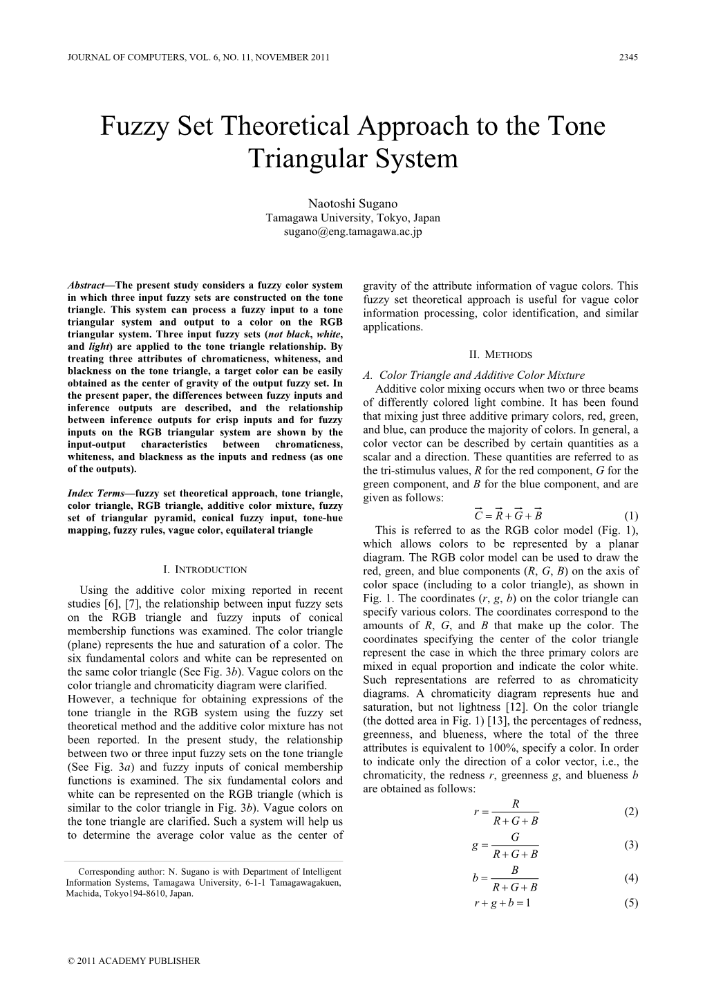 Fuzzy Set Theoretical Approach to the Tone Triangular System