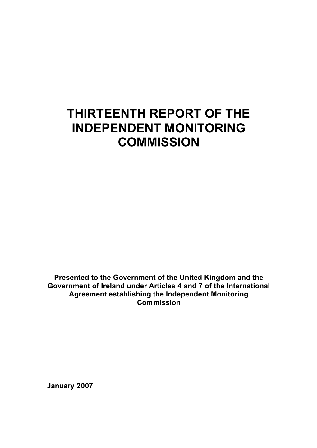 Thirteenth Report of the Independent Monitoring Commission (PDF