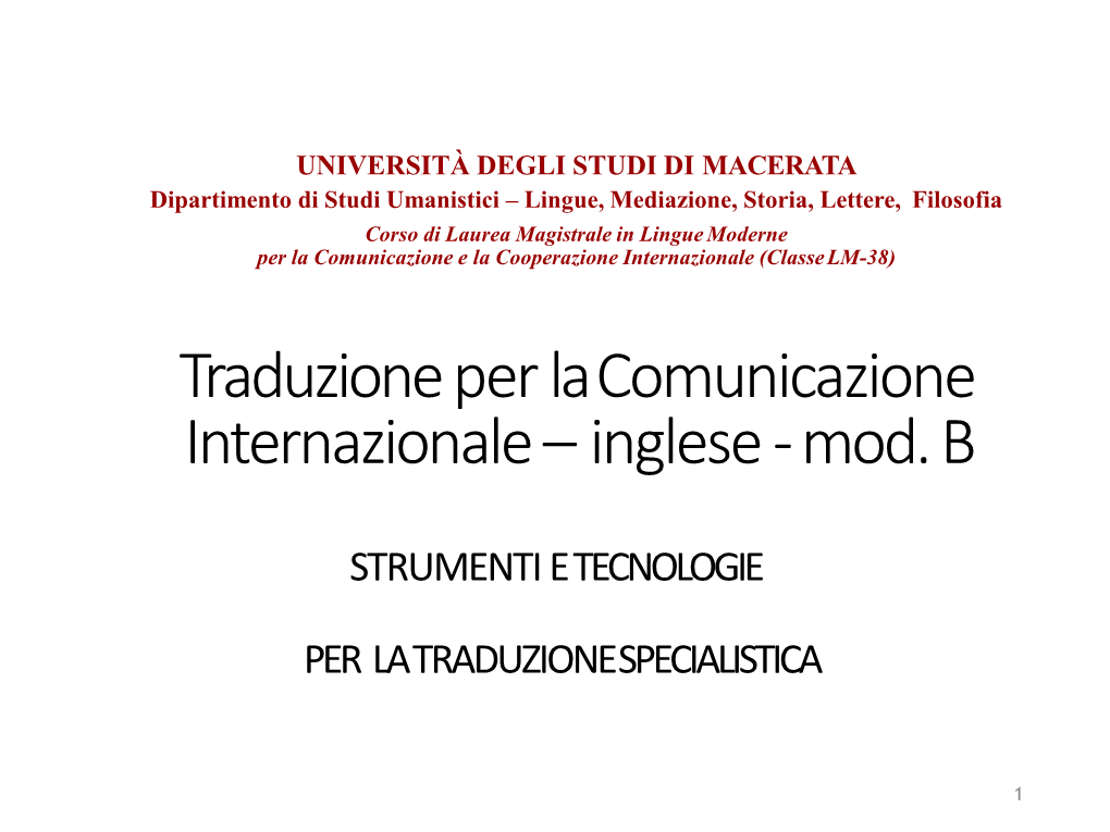 Università Degli Studi Di Macerata