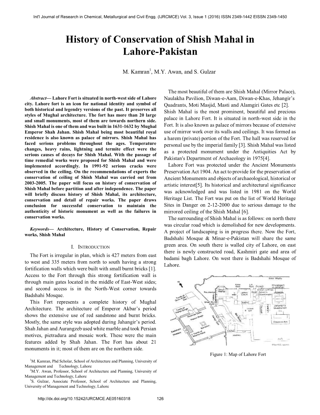 History of Conservation of Shish Mahal in Lahore-Pakistan