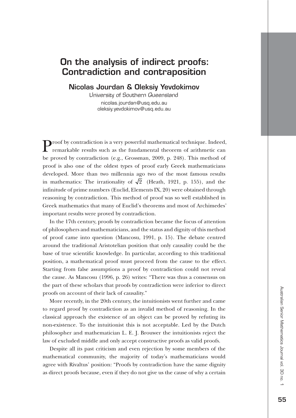 On the Analysis of Indirect Proofs: Contradiction and Contraposition