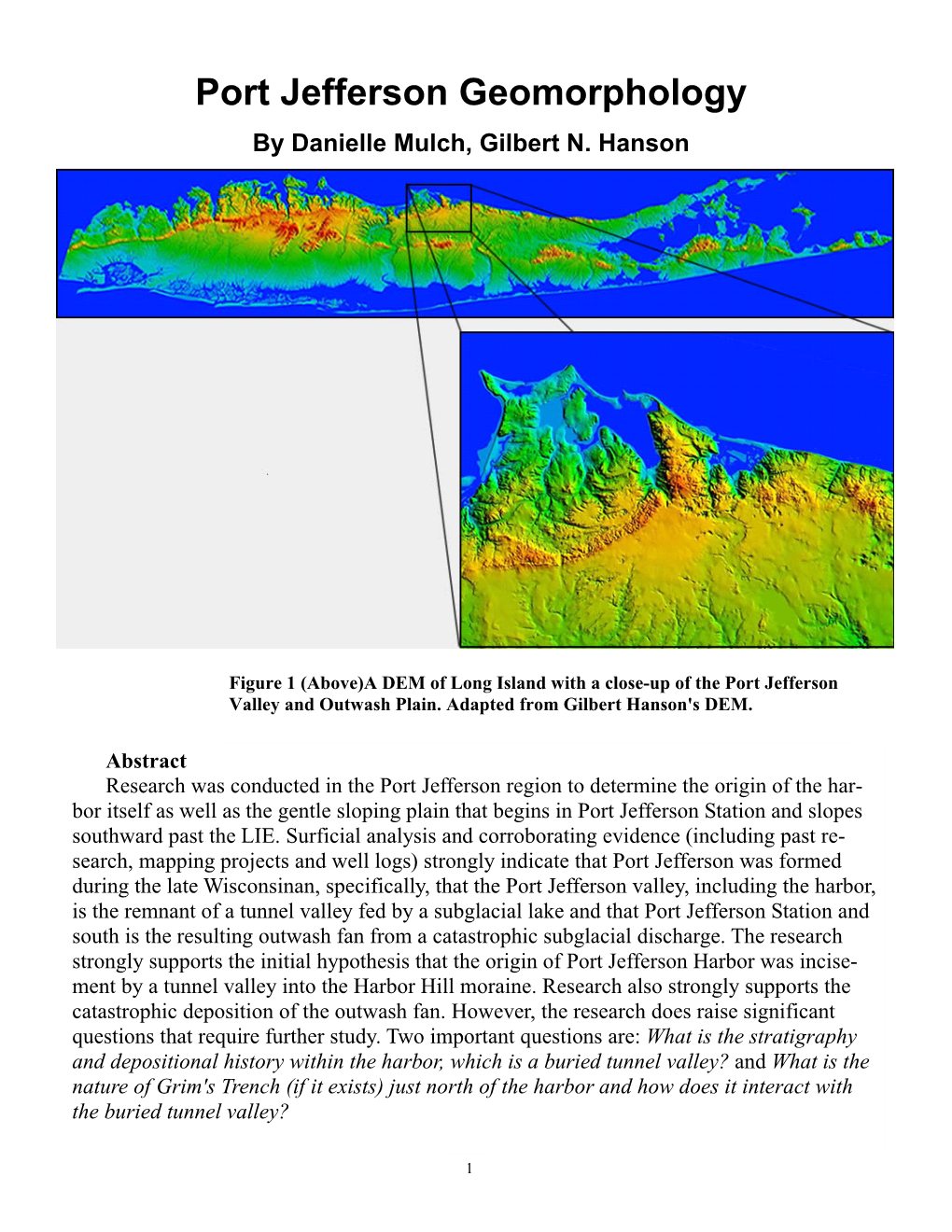 Port Jefferson Geomorphology by Danielle Mulch, Gilbert N