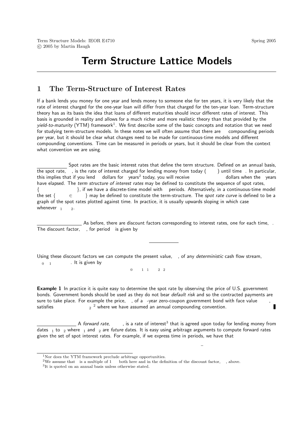 Term Structure Lattice Models