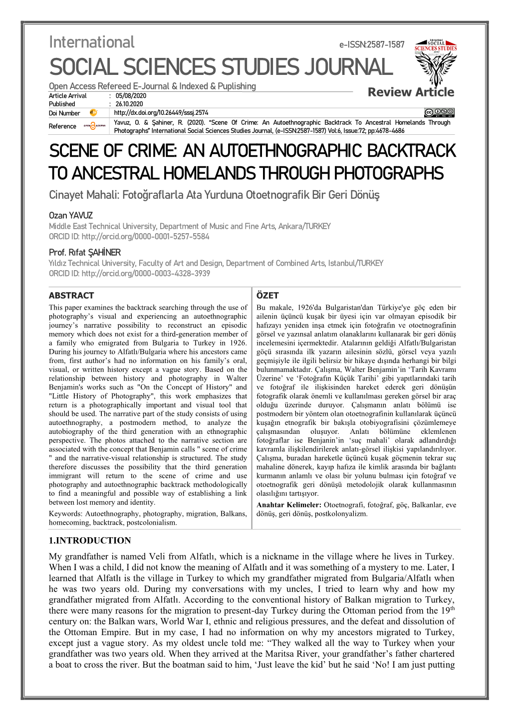 Scene of Crime: an Autoethnographic Backtrack to Ancestral Homelands