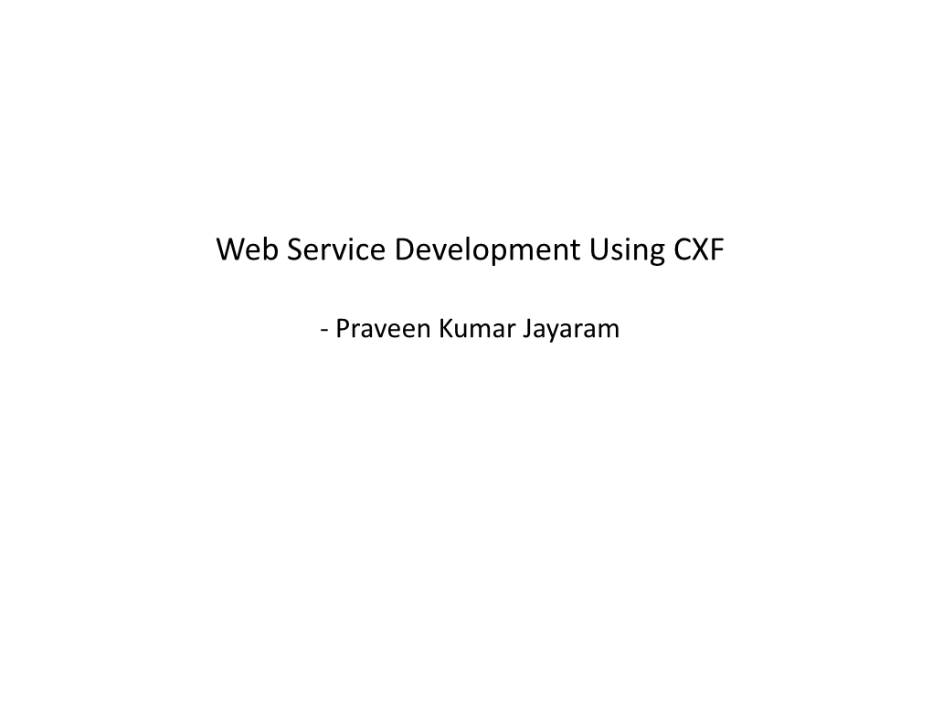 Web Service Development Using CXF