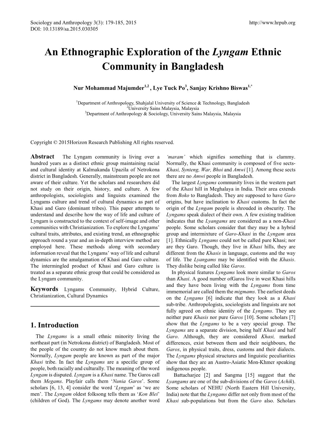 An Ethnographic Exploration of the Lyngam Ethnic Community in Bangladesh