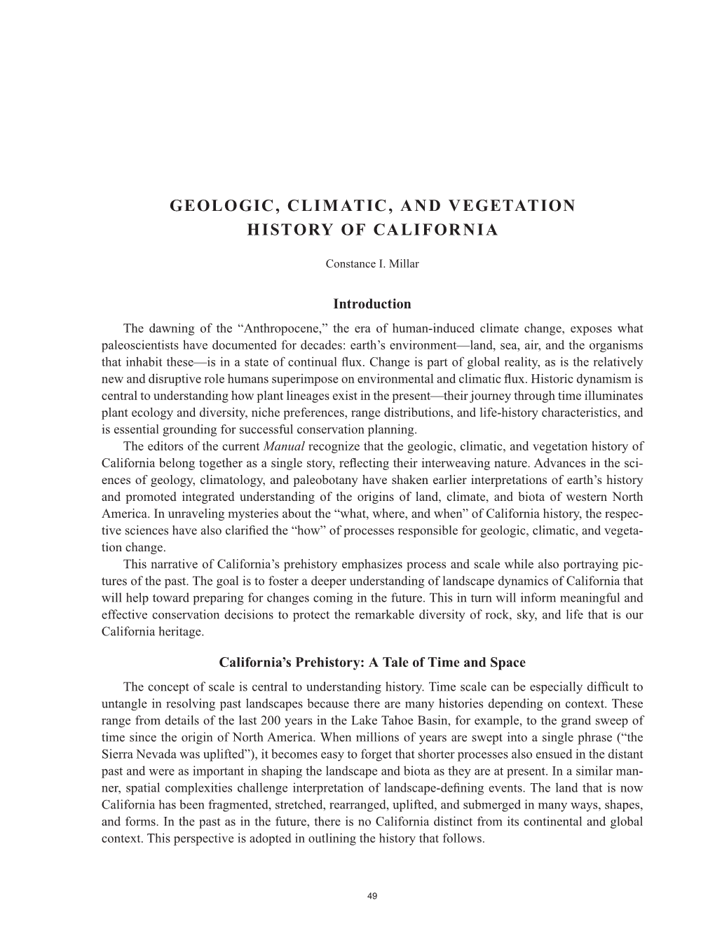 Geologic, Climatic, and Vegetation History of California