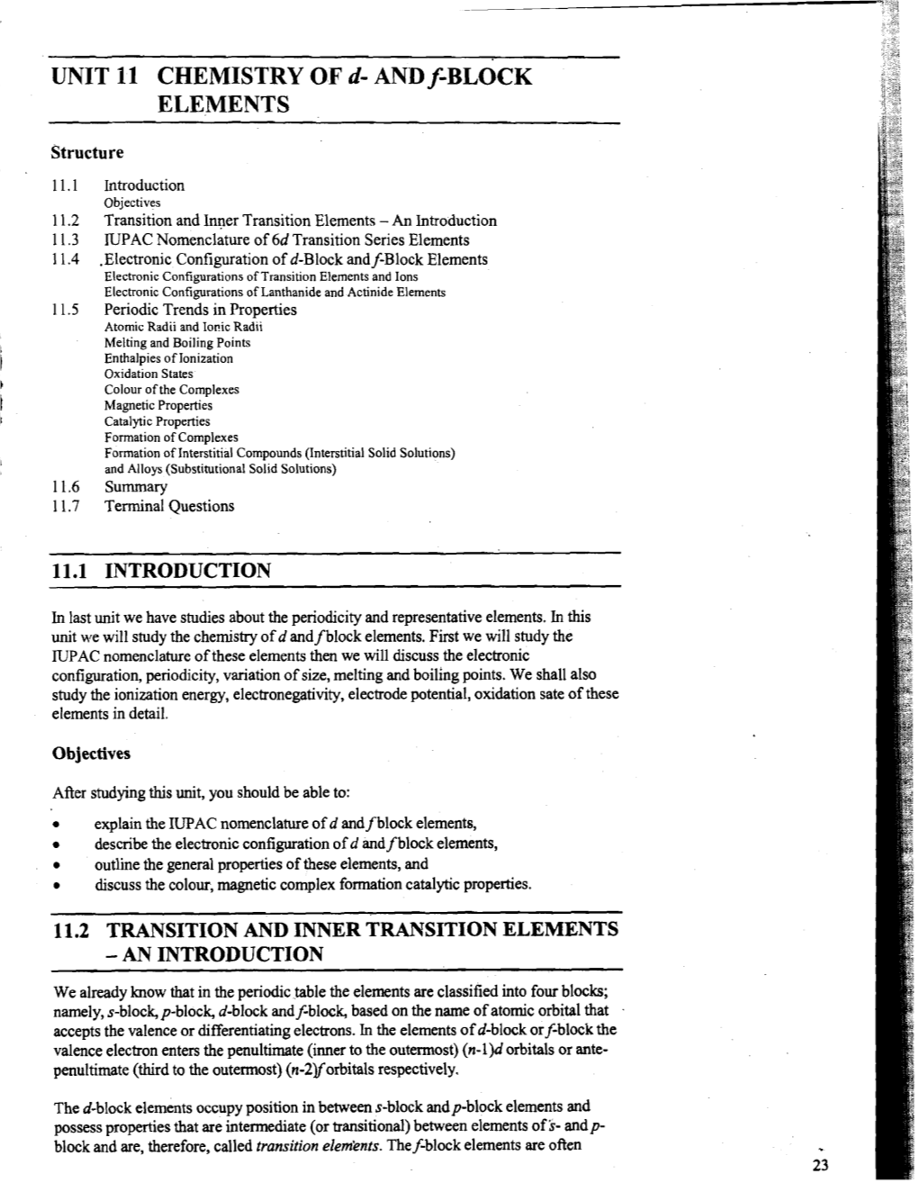 UNIT 11 CHEMISTRY of D- Andf-BLOCK ELEMENTS