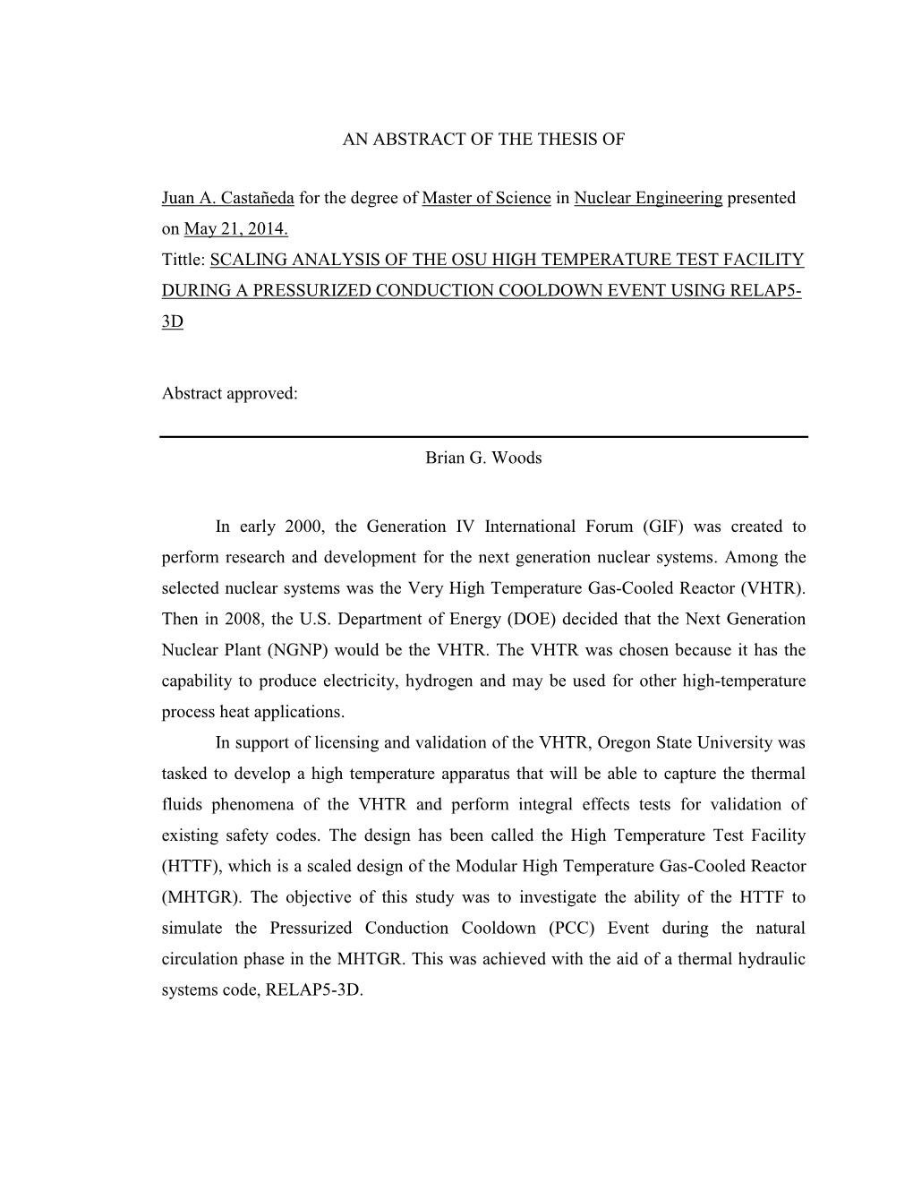 Scaling Analysis of the Osu High Temperature Test Facility During a Pressurized Conduction Cooldown Event Using Relap5- 3D