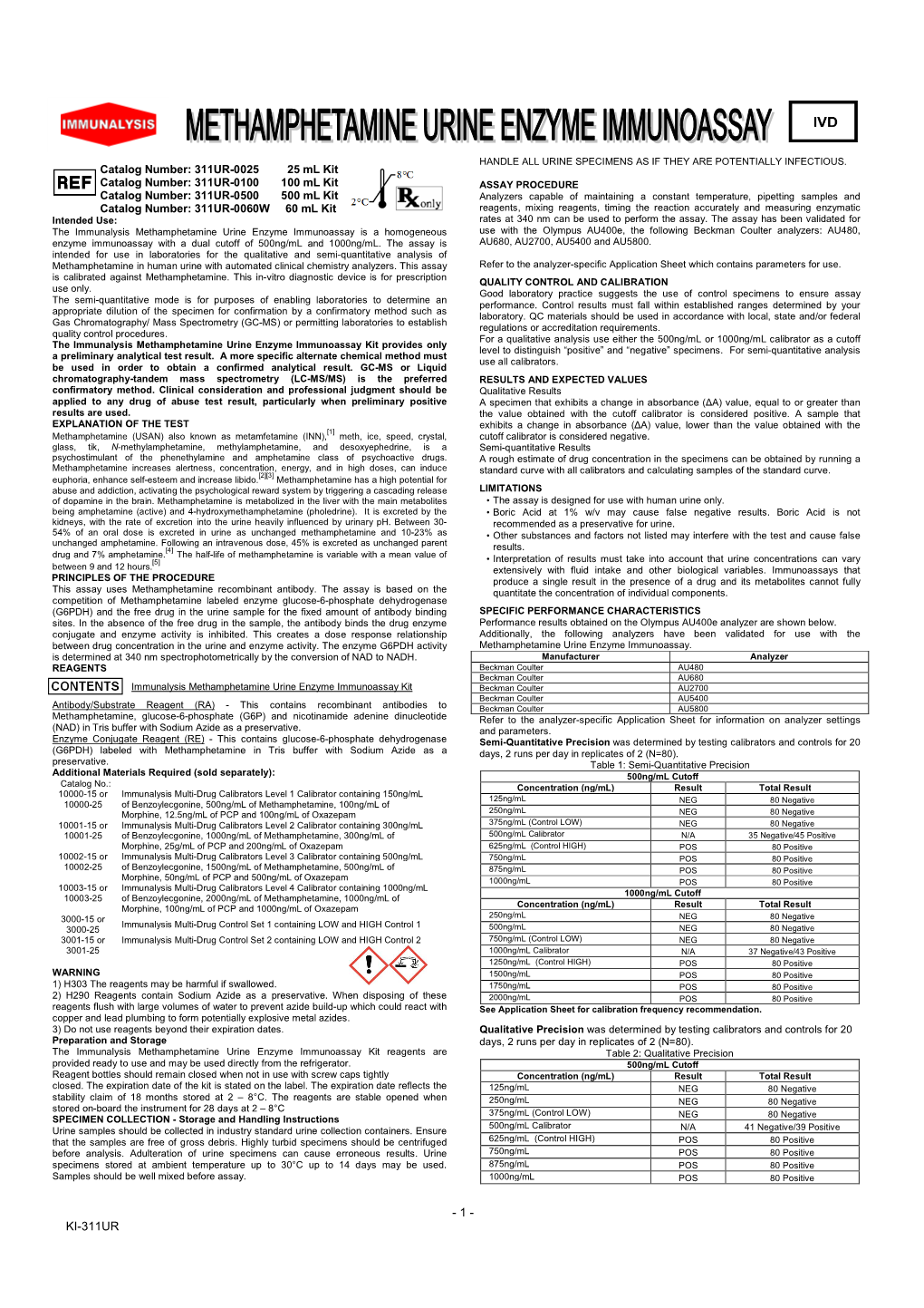 KI-311UR-IMM Vab Methamphetamine Urine HEIA