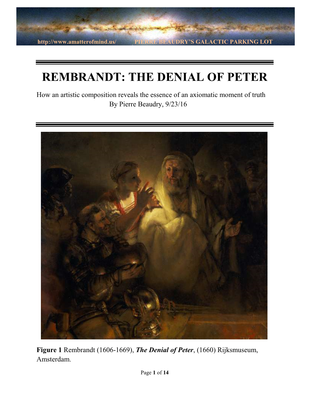 Rembrandt: the Denial of Peter