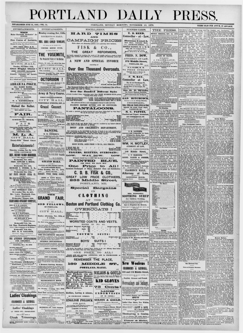 Portland Daily Press: November 13, 1876