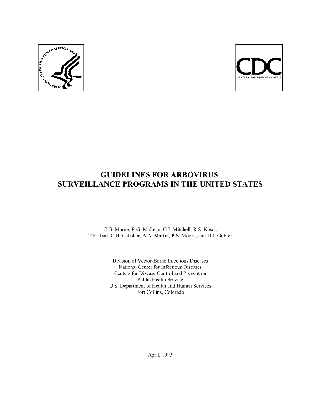 Guidelines for Arbovirus Surveillance Programs in the United States