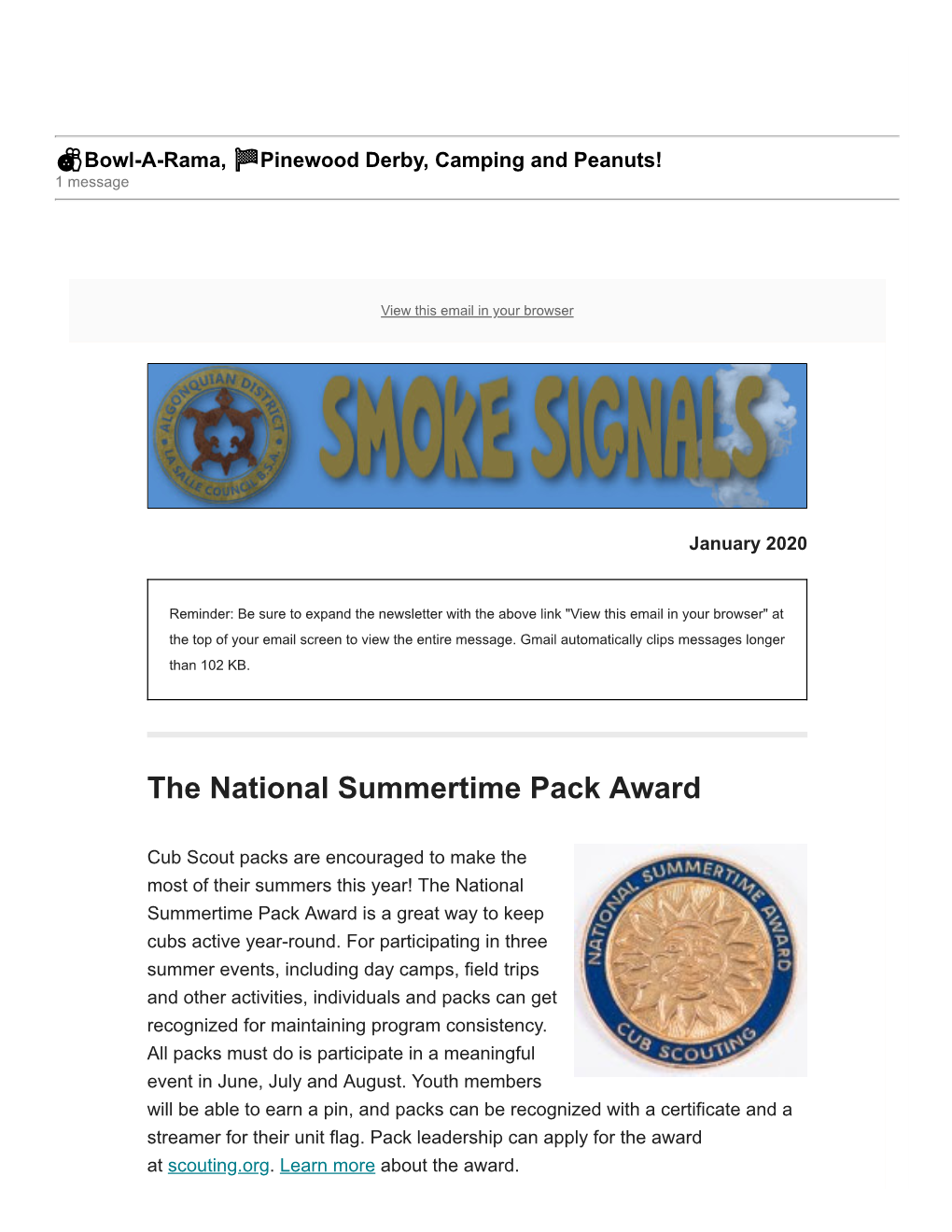The National Summertime Pack Award