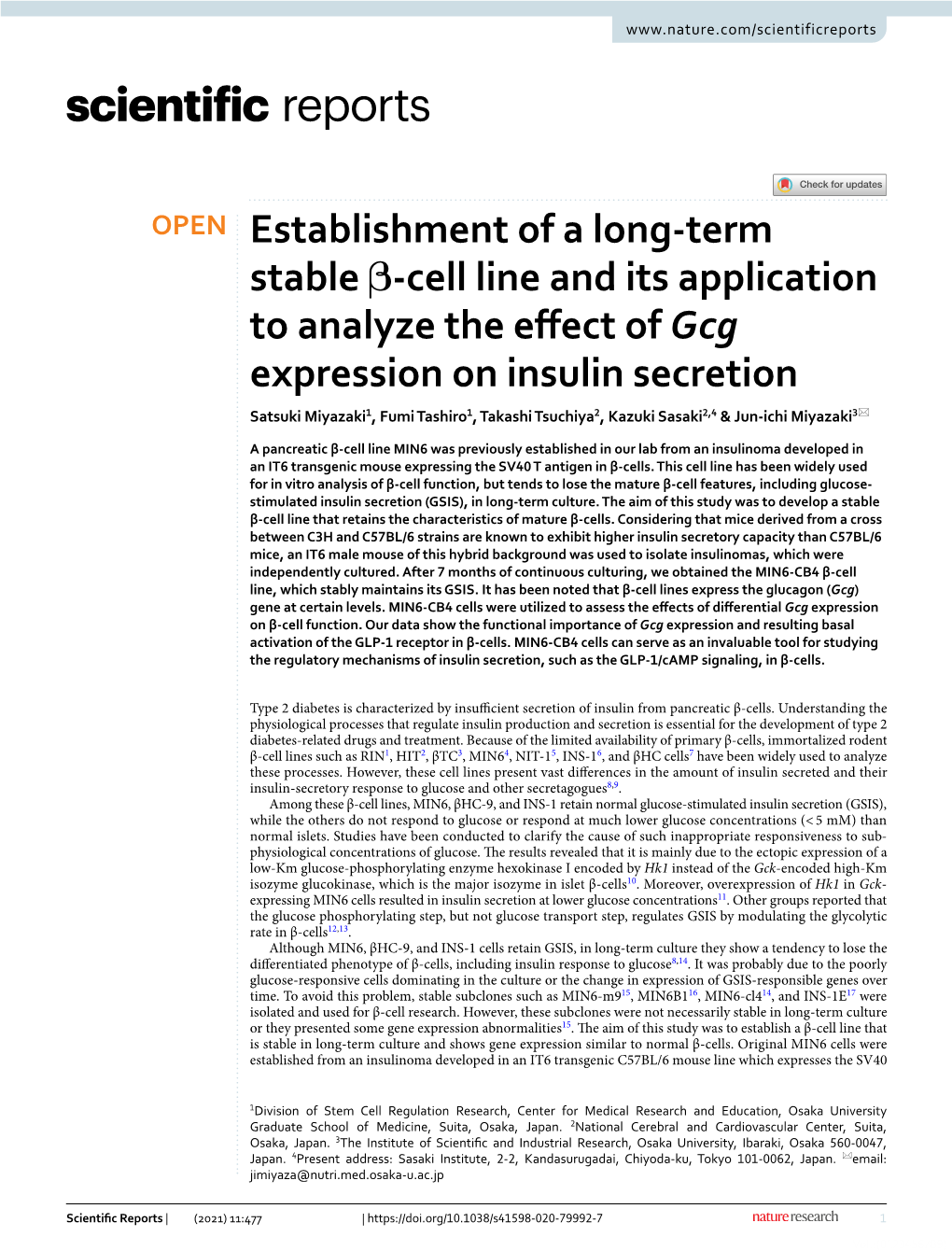 Establishment of a Long-Term Stable Β-Cell Line and Its