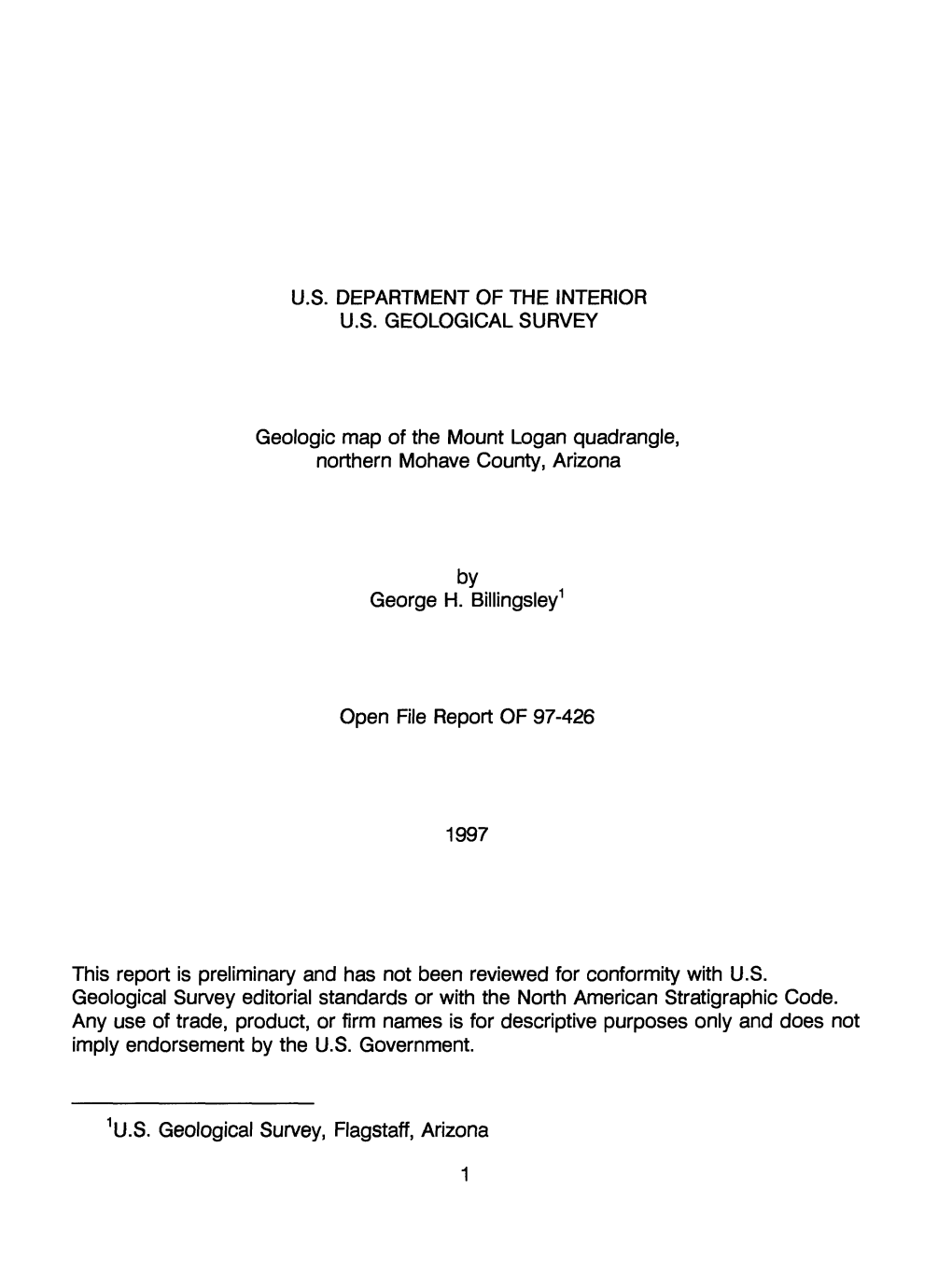 Geologic Map of the Mount Logan Quadrangle, Northern Mohave County, Arizona