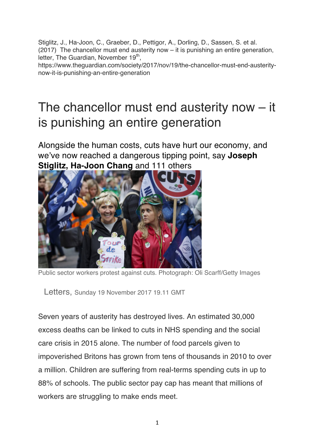 The Chancellor Must End Austerity Now – It Is Punishing an Entire Generation