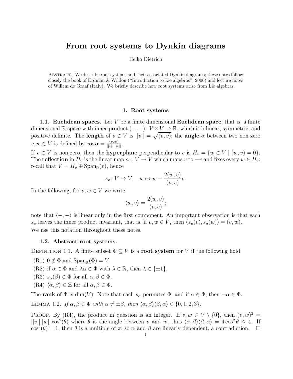 From Root Systems to Dynkin Diagrams