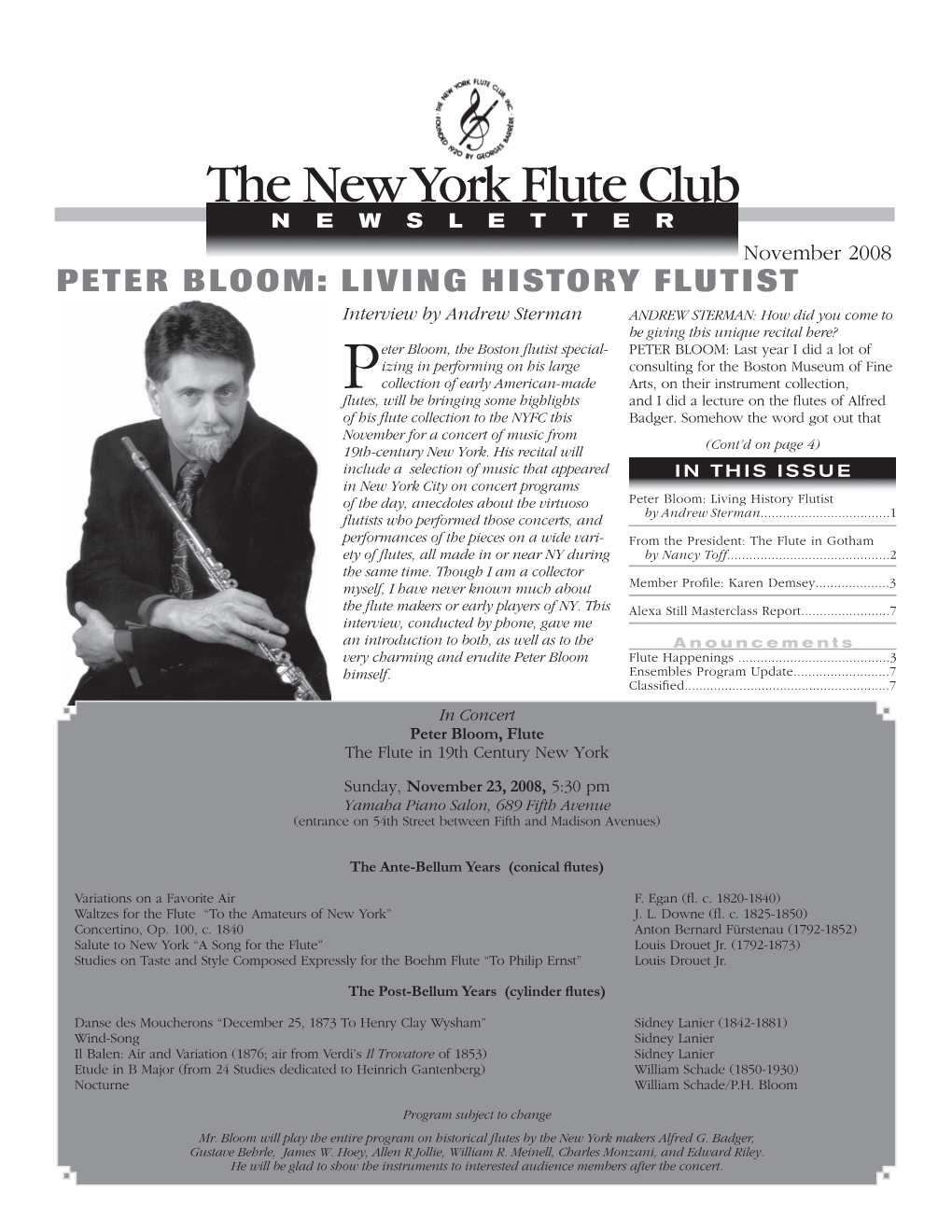 Peter Bloom: Living History Flutist