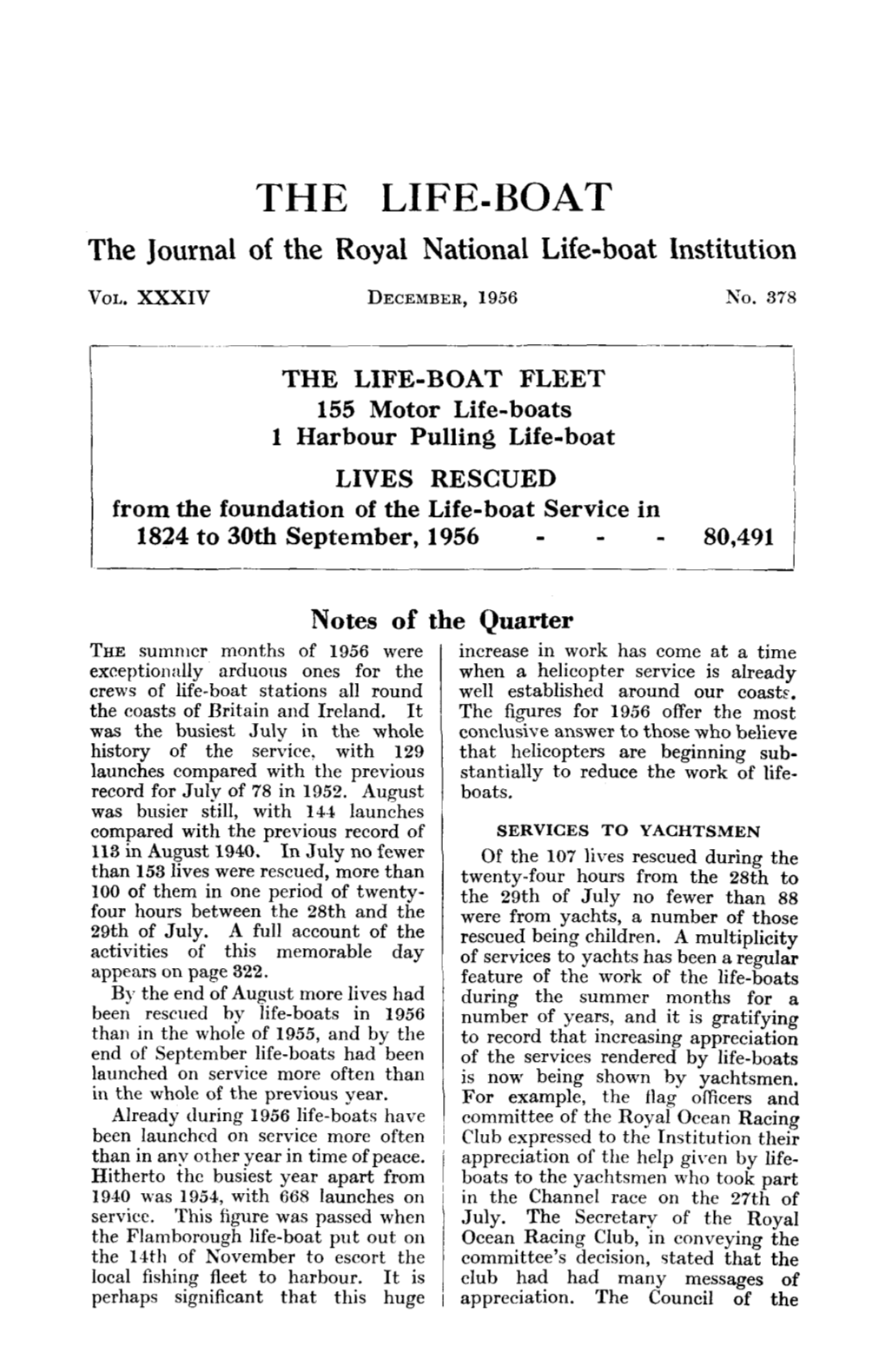 THE LIFE-BOAT the Journal of the Royal National Life-Boat Institution