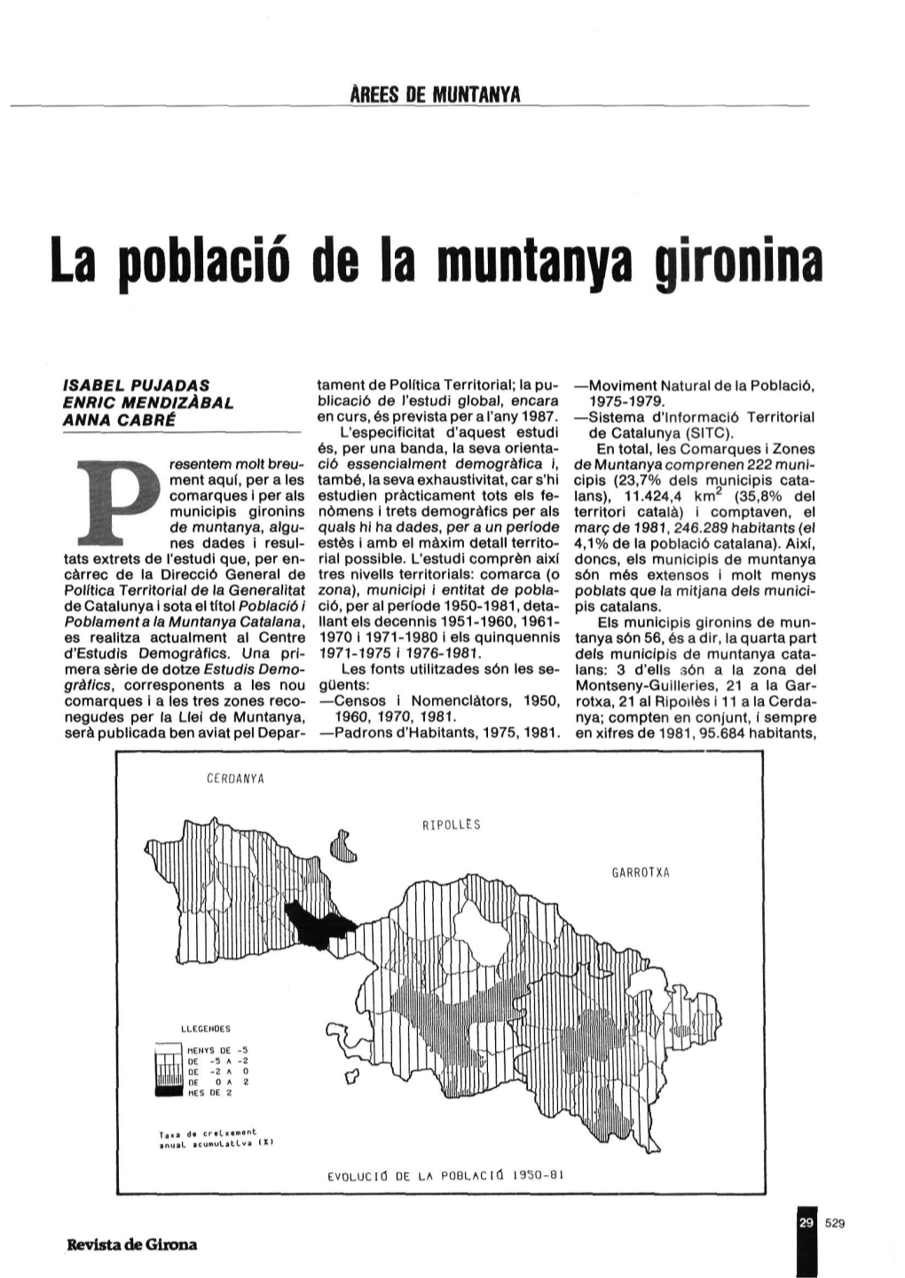 La Població De La Muntanya Gironina