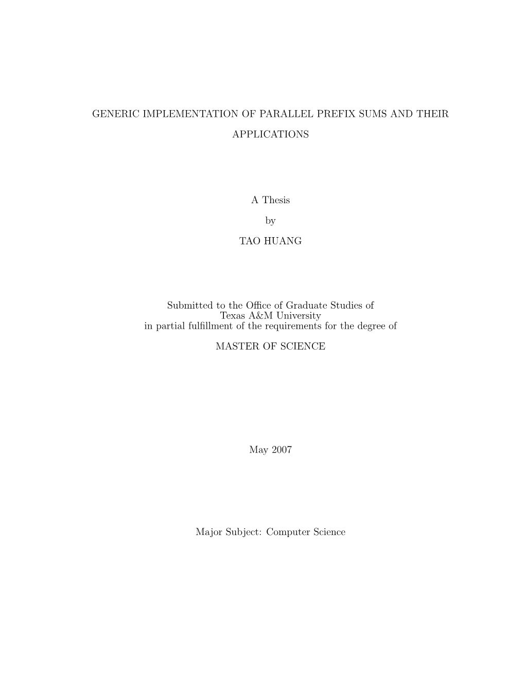 Generic Implementation of Parallel Prefix Sums and Their